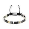 Nialaya Women's Bracelet With Black, White Marbled And Silver Miyuki Tila Beads
