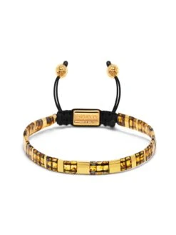 Nialaya Women's Bracelet With Marbled Amber And Gold Miyuki Tila Beads