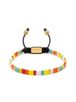 Nialaya Women's Bracelet With Mixed Colors And Gold Miyuki Tila Beads