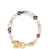 Nialaya Women's Multi-Colored Pearl Bracelet With Gold Panther Head