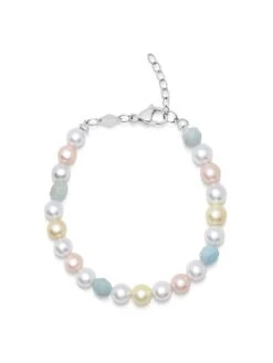 Nialaya Women's Pearl Bracelet With Faceted Amazonite