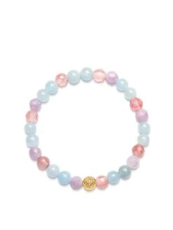 Nialaya Women's Wristband With Cherry Quartz, Amethyst Lavender And Aquamarine