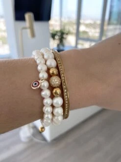 Nialaya Wristband With White Pearls And Red Evil Eye Charm 12 Nialaya Wristband With White Pearls And Red Evil Eye Charm -Nialaya Jewelry Store nialaya women s beaded bracelet wristband with white pearls and red evil eye charm 17956843749448