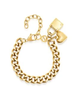 Nialaya Gold Cuban Charm Bracelet