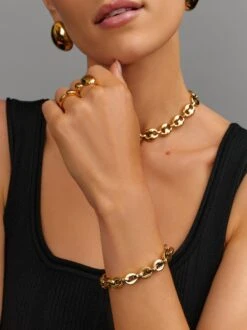 Nialaya Gold Loop Link Bracelet -Nialaya Jewelry Store nialaya women s chain bracelet loop link bracelet loop link bracelet 1178083464