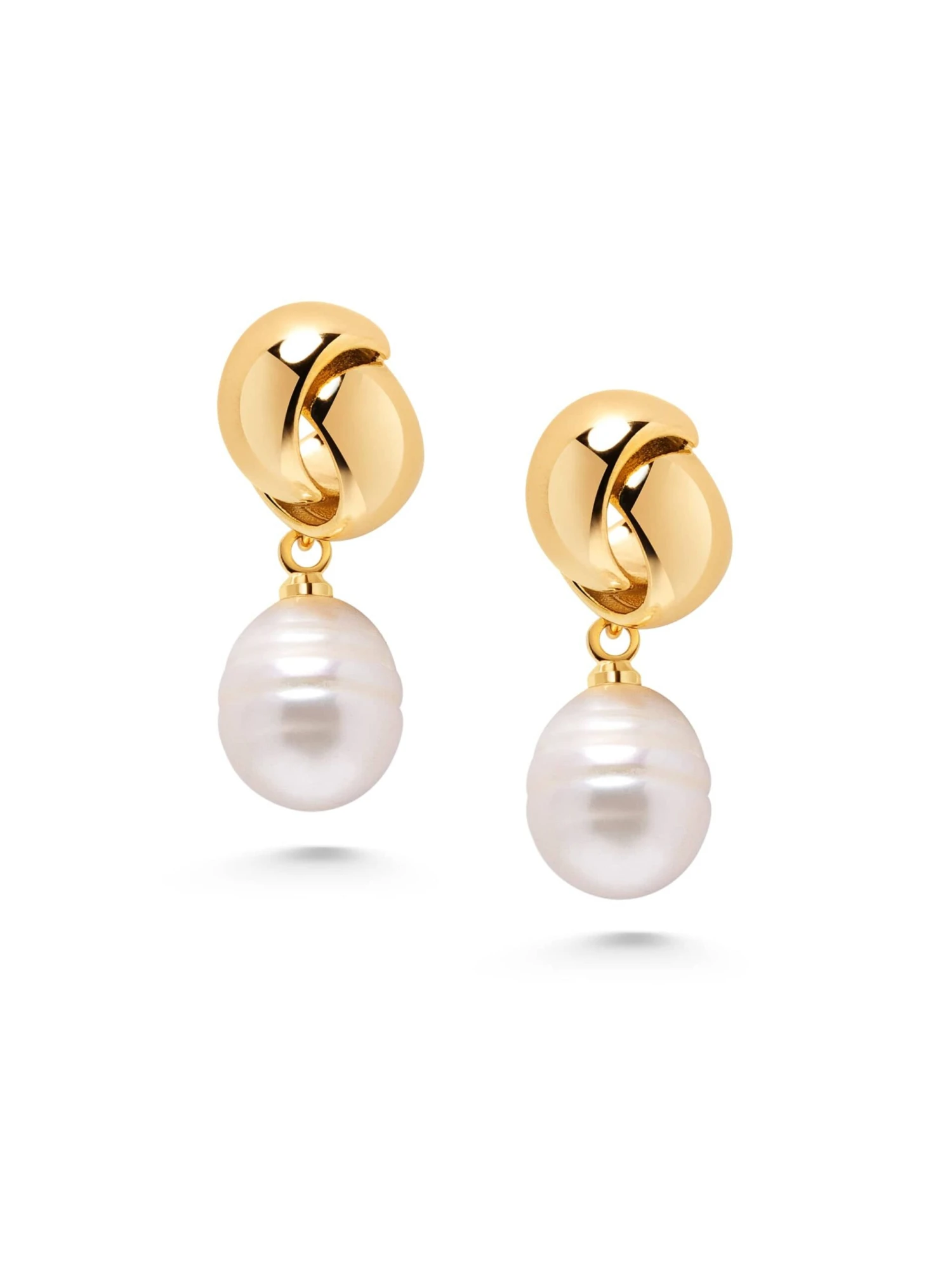 Nialaya Pearl Drop Earrings In Gold 1 Nialaya Pearl Drop Earrings In Gold