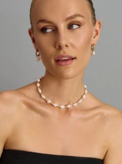 Nialaya Triple Drop Pearl Hoops In Gold -Nialaya Jewelry Store nialaya women s earrings triple drop pearl hoops in gold triple drop pearl hoops in gold wear 072 1171544000