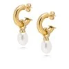 Nialaya Women's Chunky Pearl Hoops