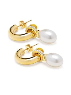 Nialaya Women's Chunky Pearl Hoops 8 Nialaya Women's Chunky Pearl Hoops -Nialaya Jewelry Store nialaya women s earrings women s chunky pearl hoops wear 039 30501431148616