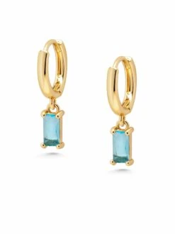 Nialaya Women's Huggie Earrings With Blue Charm