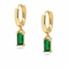 Nialaya Women's Huggie Earrings With Green Charm