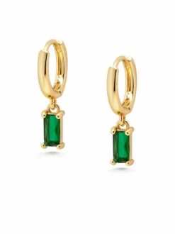 Nialaya Women's Huggie Earrings With Green Charm