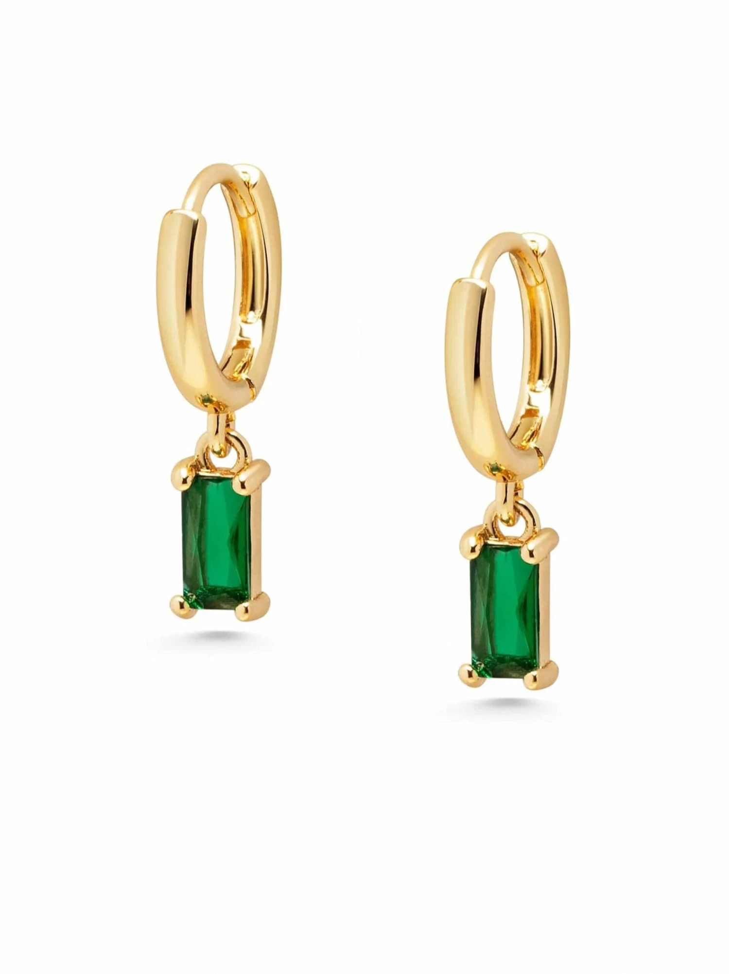 Nialaya Women's Huggie Earrings With Green Charm 1 Nialaya Women's Huggie Earrings With Green Charm