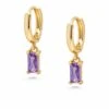 Nialaya Women's Huggie Earrings With Purple Charm