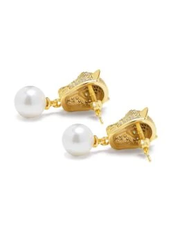 Nialaya Women's Panther Earring With Pearl Drop -Nialaya Jewelry Store nialaya women s earrings women s panther earring with pearl drop wear 033 30501434818632