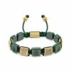 Nialaya Women's Dark Green Ceramic Flatbead Bracelet With Gold CZ