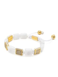 Nialaya Women's White Ceramic Flatbead Bracelet With Gold CZ 6 Nialaya Women's White Ceramic Flatbead Bracelet With Gold CZ -Nialaya Jewelry Store nialaya women s flatbead bracelet women s white ceramic flatbead bracelet with gold cz women s white ceramic flatbead bracelet with gold cz 1160763767