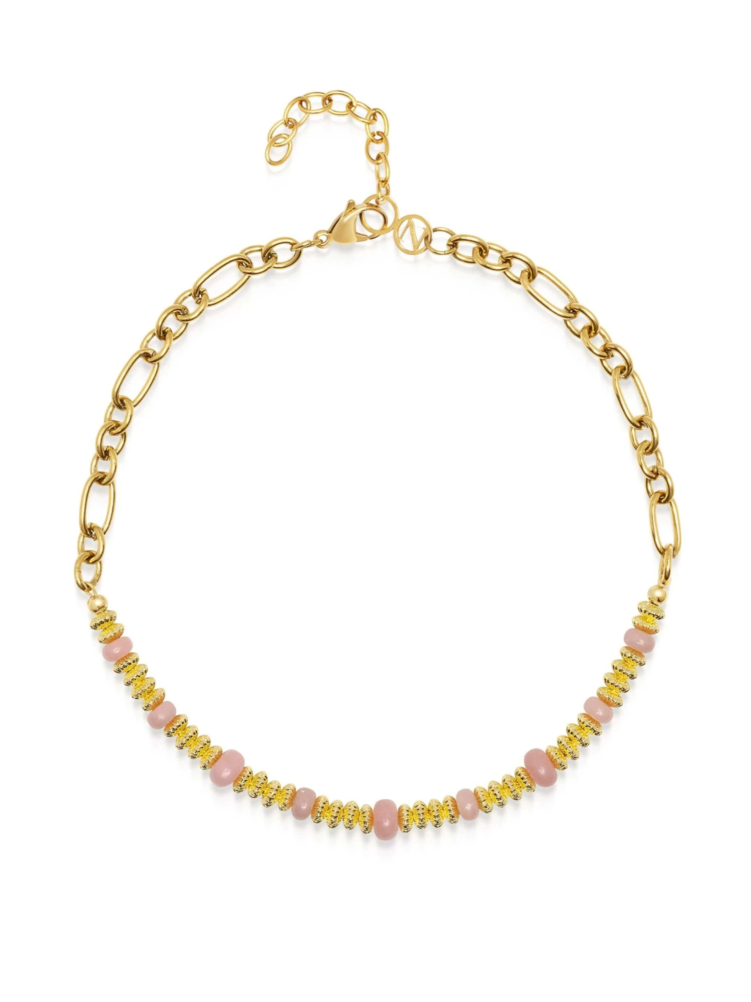 Nialaya Chain Choker With Rose Quartz 1 Nialaya Chain Choker With Rose Quartz