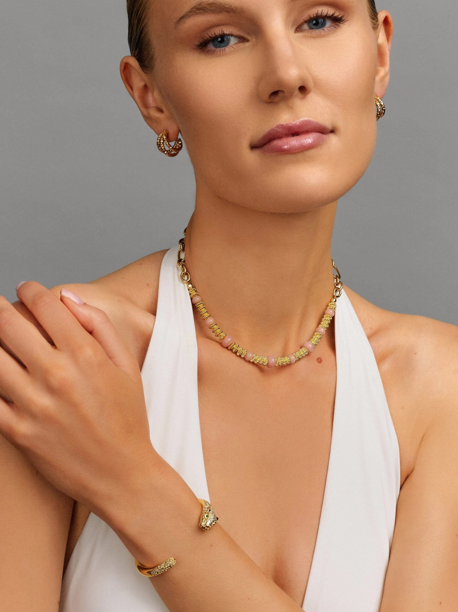 Nialaya Chain Choker With Rose Quartz 2 Nialaya Chain Choker With Rose Quartz - Image 2