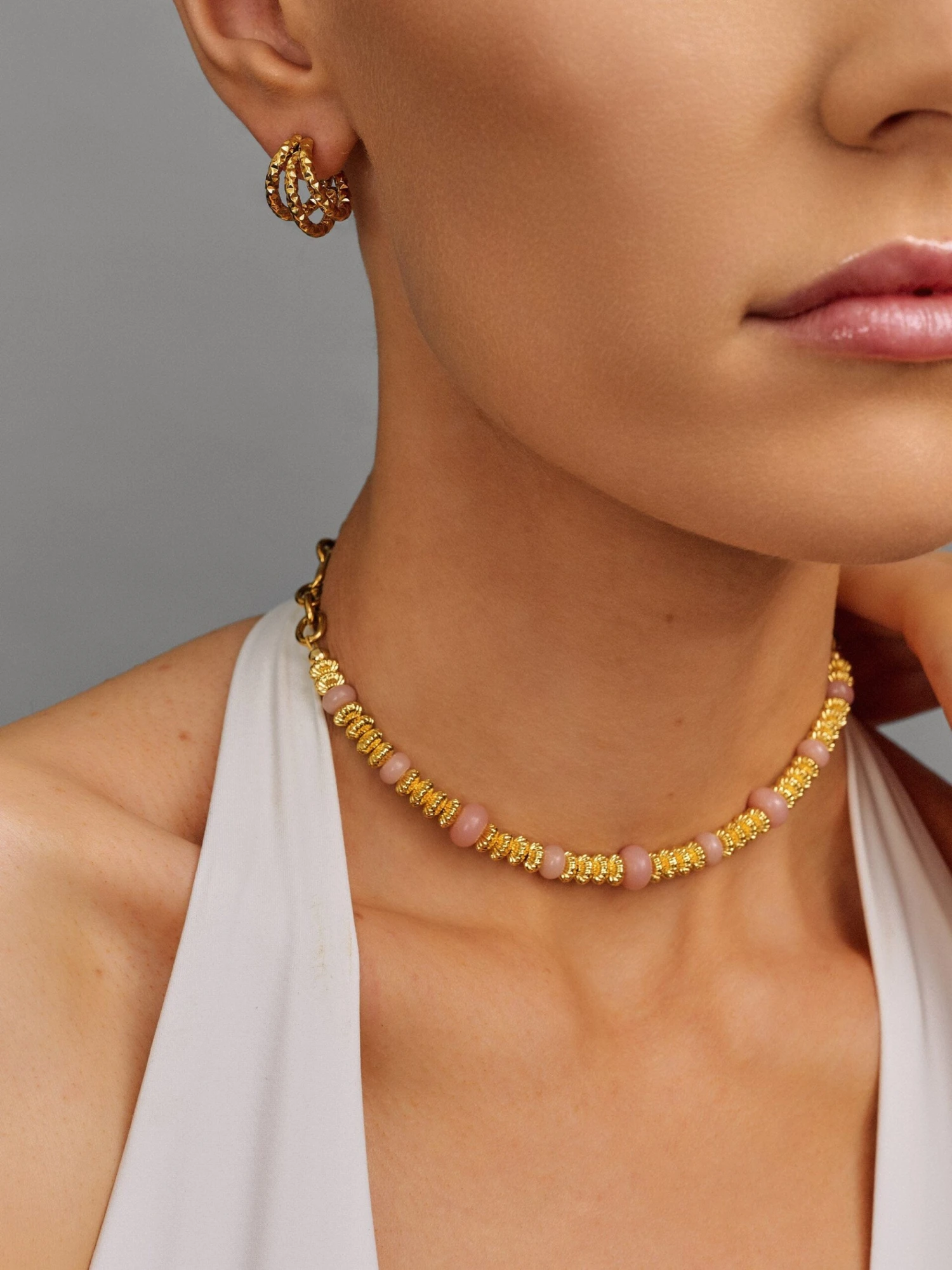 Nialaya Chain Choker With Rose Quartz 4 Nialaya Chain Choker With Rose Quartz - Image 4