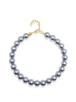 Nialaya Chunky Pearl Choker With Silver Finish