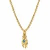 Nialaya Men's Hand Pendant With A Small Turquoise Gemstone In Gold