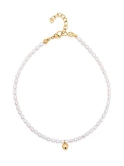 Nialaya Pearl Choker With Gold Sphere Pendant
