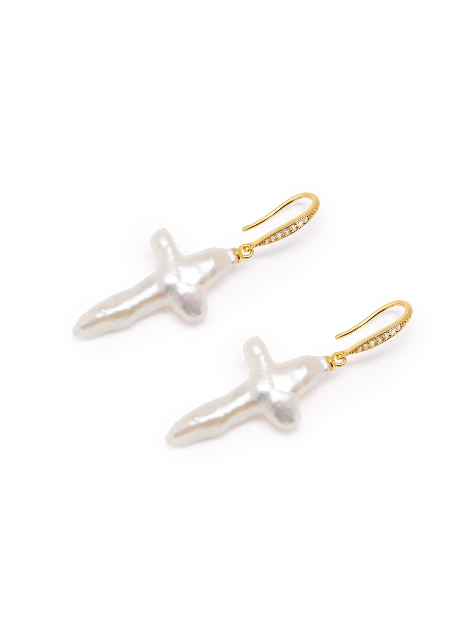 Nialaya Pearl Cross Earrings 3 Nialaya Pearl Cross Earrings - Image 3