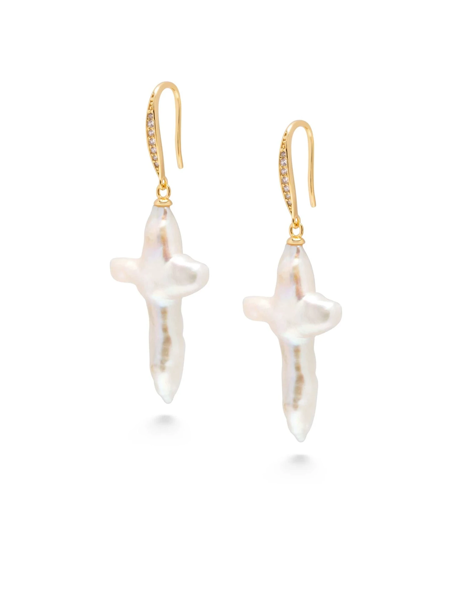 Nialaya Pearl Cross Earrings 1 Nialaya Pearl Cross Earrings