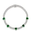 Nialaya Women's Crystal Embellished Choker With Green Hearts
