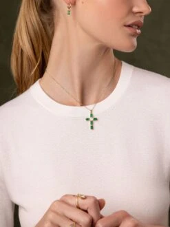 Nialaya Women's Green CZ Cross Necklace 9 Nialaya Women's Green CZ Cross Necklace -Nialaya Jewelry Store nialaya women s necklace women s green cz cross necklace 16 inches 40 64 cm wneck 242 30506555768904