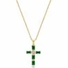Nialaya Women's Green CZ Cross Necklace