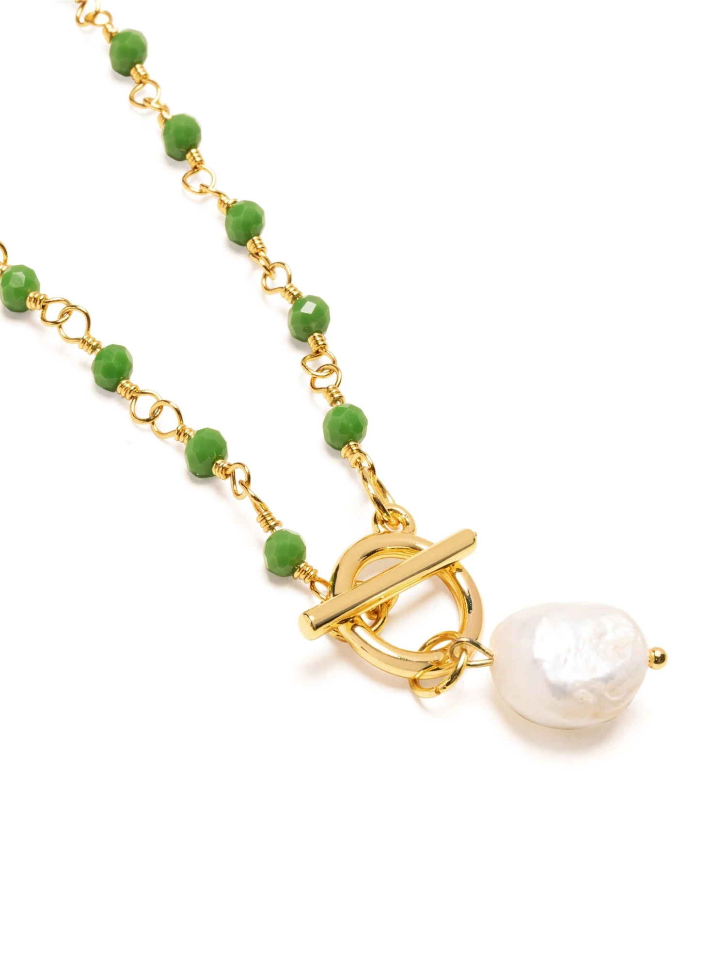 Nialaya Women's Green CZ Wrap Necklace With Pearl 5 Nialaya Women's Green CZ Wrap Necklace With Pearl - Image 5