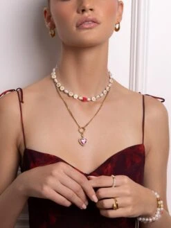 Nialaya Women's Necklace With Pink Cubic Zirconia Heart Pendant -Nialaya Jewelry Store nialaya women s necklace women s necklace with pink cubic zirconia heart pendant 19 inches 48 26 cm wneck 241 30013511303240