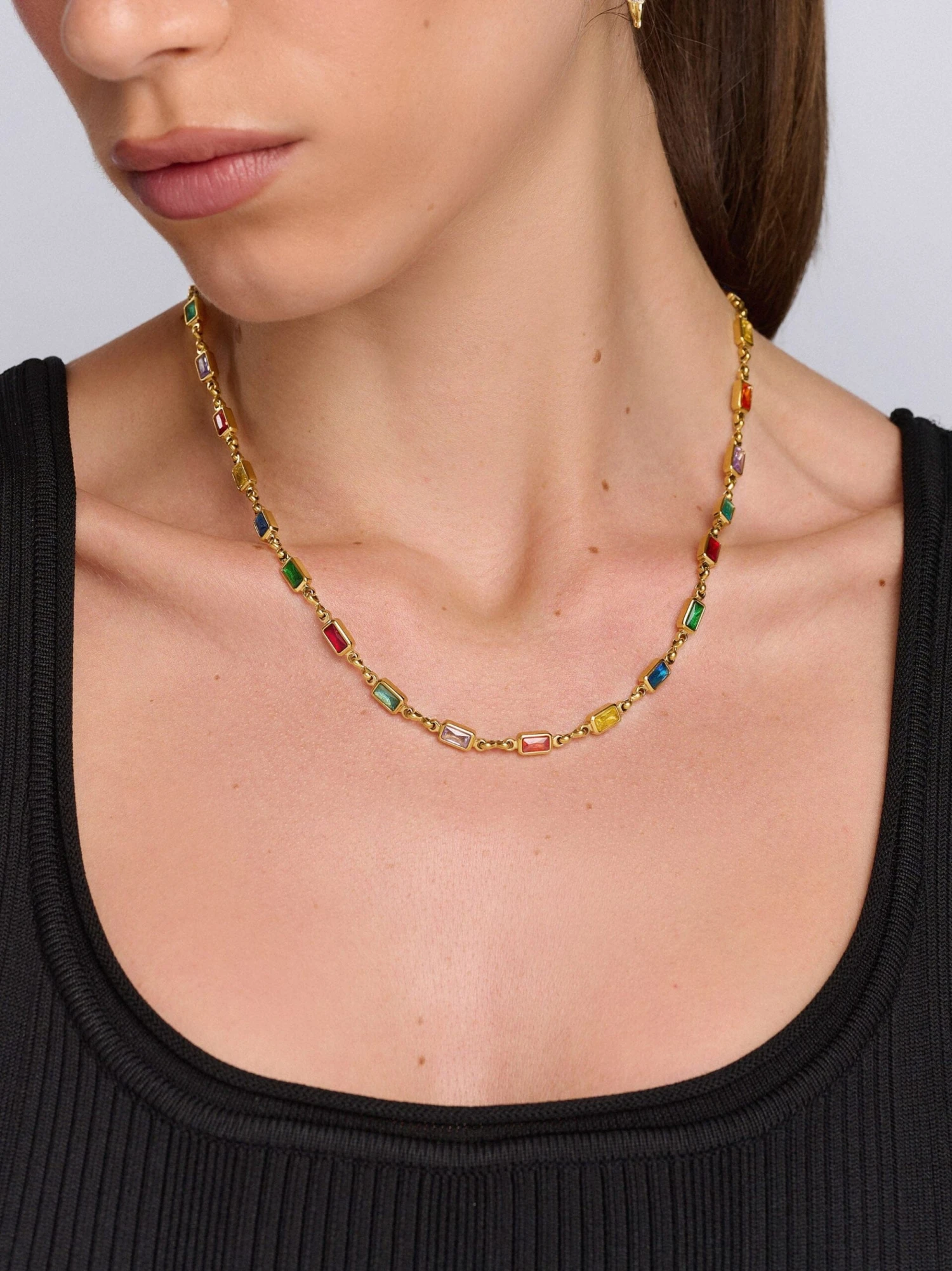 Nialaya Women's Rectangle Tennis Necklace 2 Nialaya Women's Rectangle Tennis Necklace - Image 2