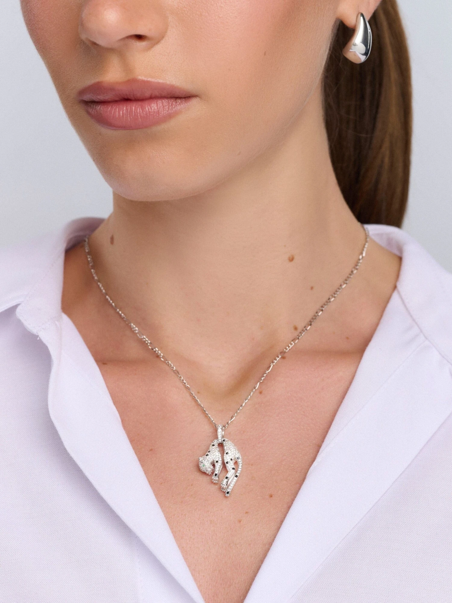 Nialaya Women's Sterling Silver Panther Necklace 2 Nialaya Women's Sterling Silver Panther Necklace - Image 2