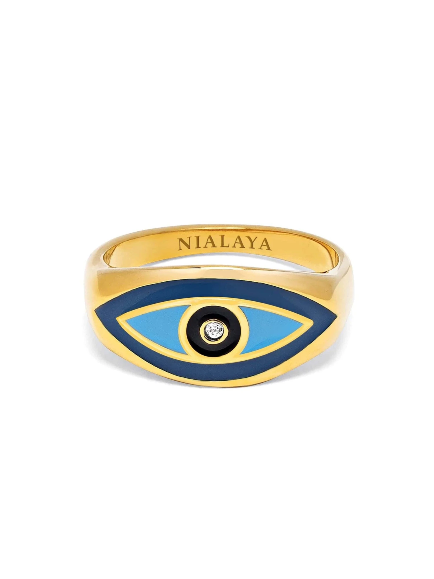 Nialaya Women's Gold Evil Eye Ring 1 Nialaya Women's Gold Evil Eye Ring