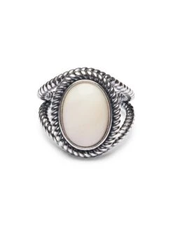 Nialaya Women's Silver Ring With Mother Of Pearl Stone